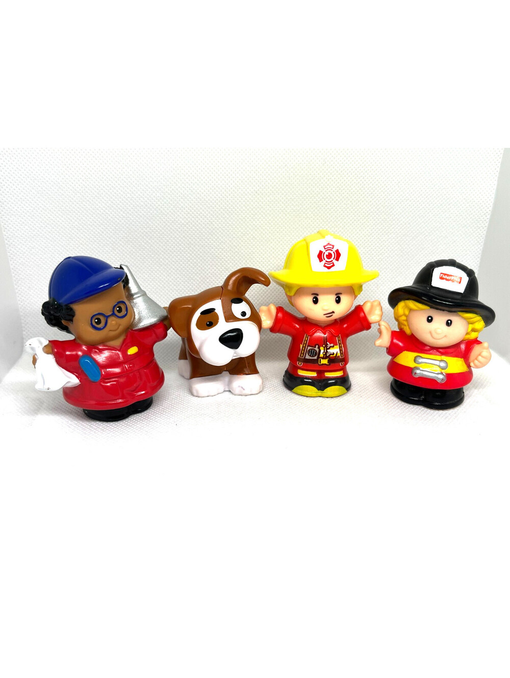 Fisher Price - Little People - Lot of 4 Figures - Mechanic, Fire and Rescue, Dog